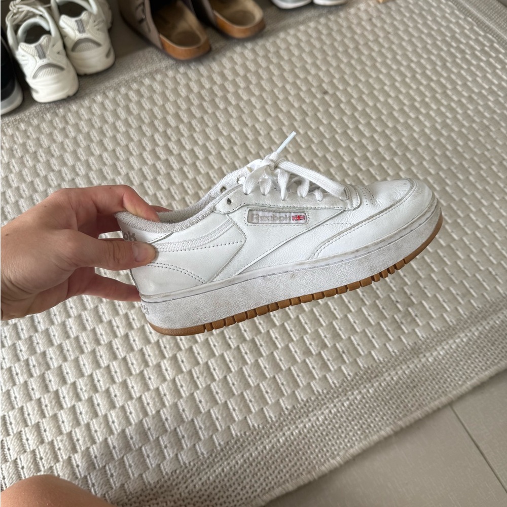 Reebok White Classic Sneakers with Gum Sole